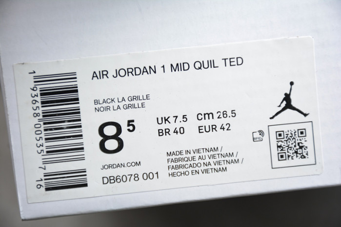 air jordan 1 mid black quilted db6078-001