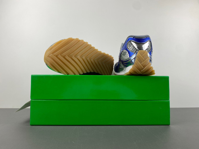 Bottega Veneta Silver & Blue Orbit Sneakers 241798F128005