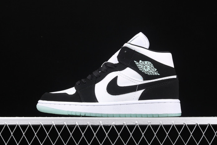 air jordan 1 mid white black teal tint (gs) bq6931-103
