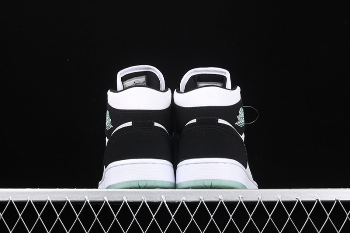 air jordan 1 mid white black teal tint (gs) bq6931-103