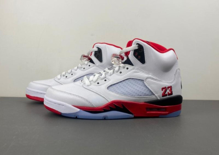 OFF WHITE AIR JORDAN 5 FIRE RED BLACK TONGUE - HQ7978-101