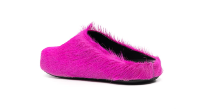 MARNI FUCHSIA LONG HAIR-FUSSBET SABOT SLIPPERS 241220