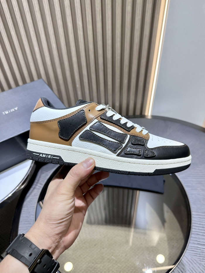amiri skeleton low-skel top sneakers brown white