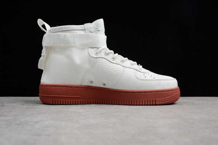 nike sf air force 1 mid "red ivory" white mens - 917753-100