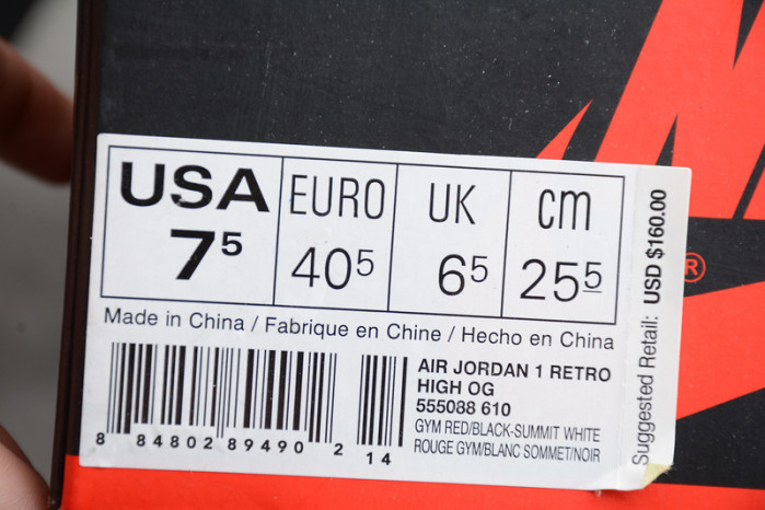 air jordan 1 retro high gs bred toe og 575441-610