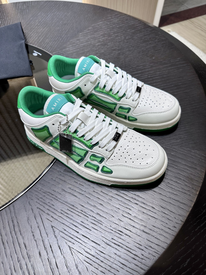 amiri skeleton low-skel top sneakers white green ps24mfs005-310