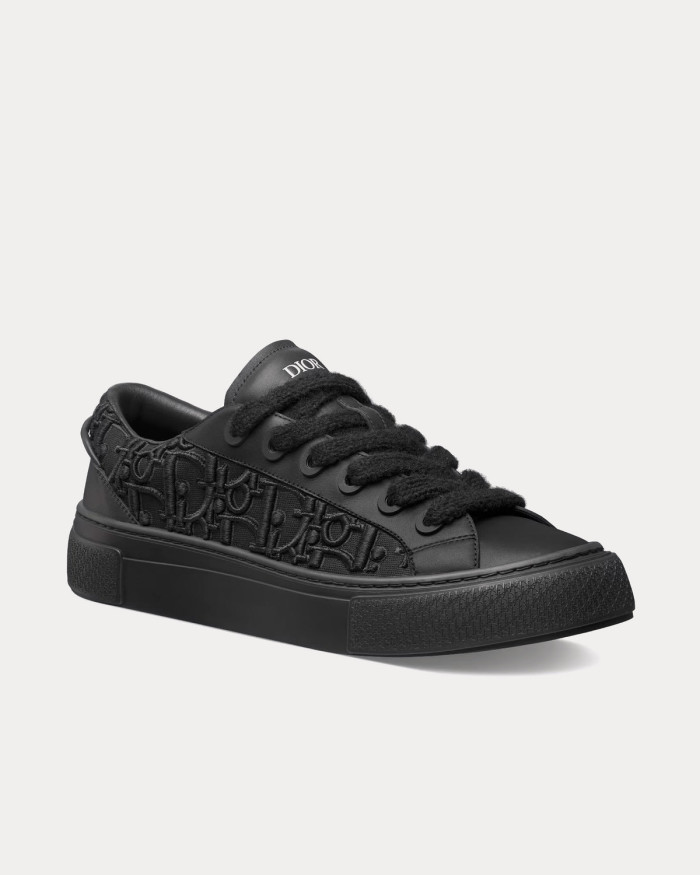 D*or b33 sneaker black smooth calfskin oblique raised embroidery